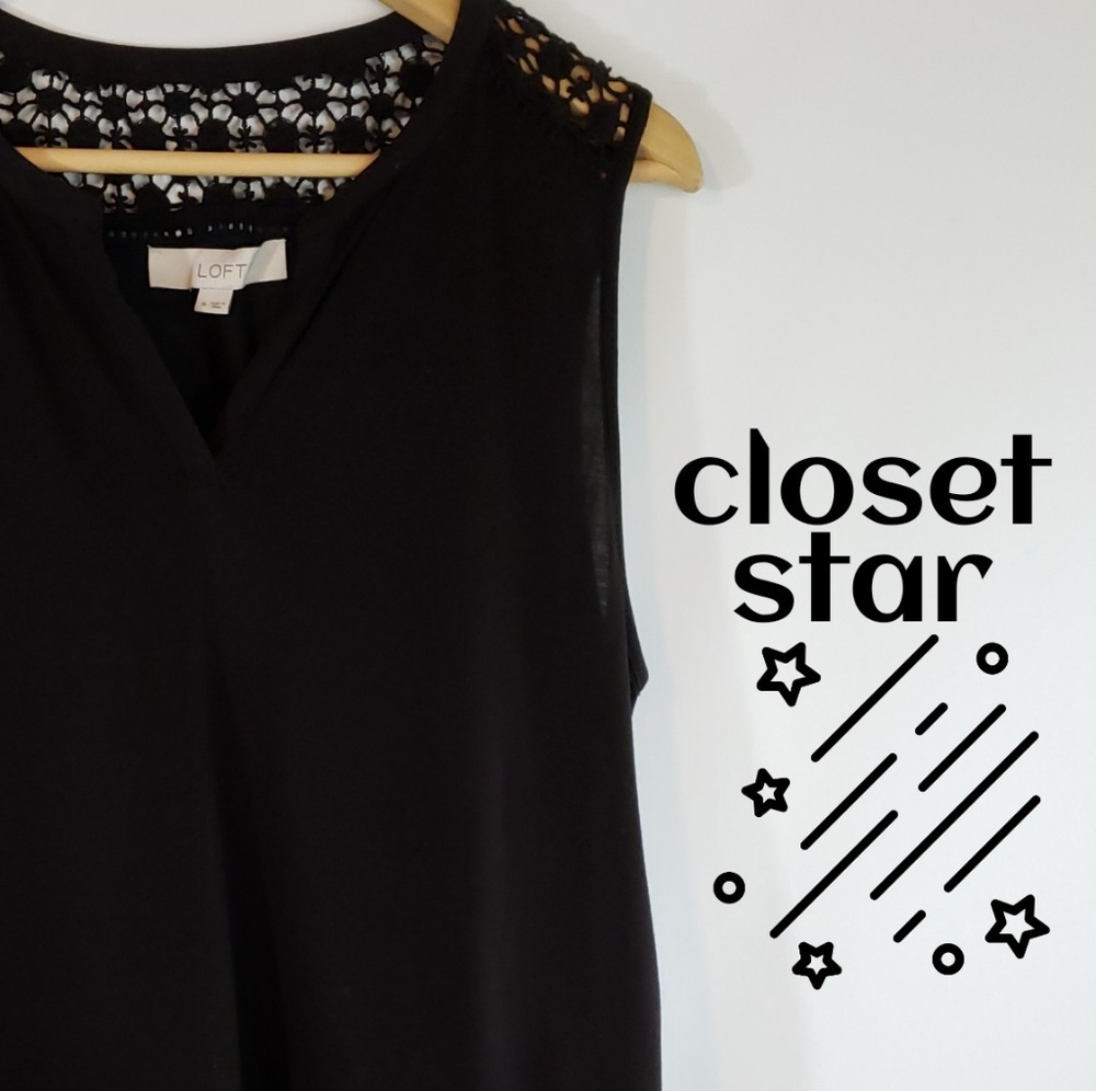 Loft Split Neck Peplum Embroidered Shell - image 1